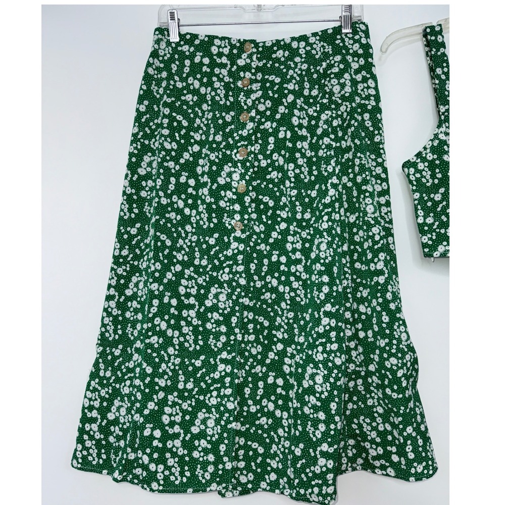 Ditsy Floral Women's Split Skirt Babydoll Cami Maxi L Boho Beach Resort Festival - Picture 4 of 10